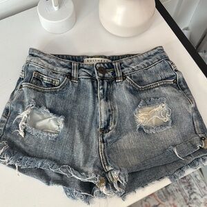 Bullhead Blue Jean Shorts Distressed High-Waisted